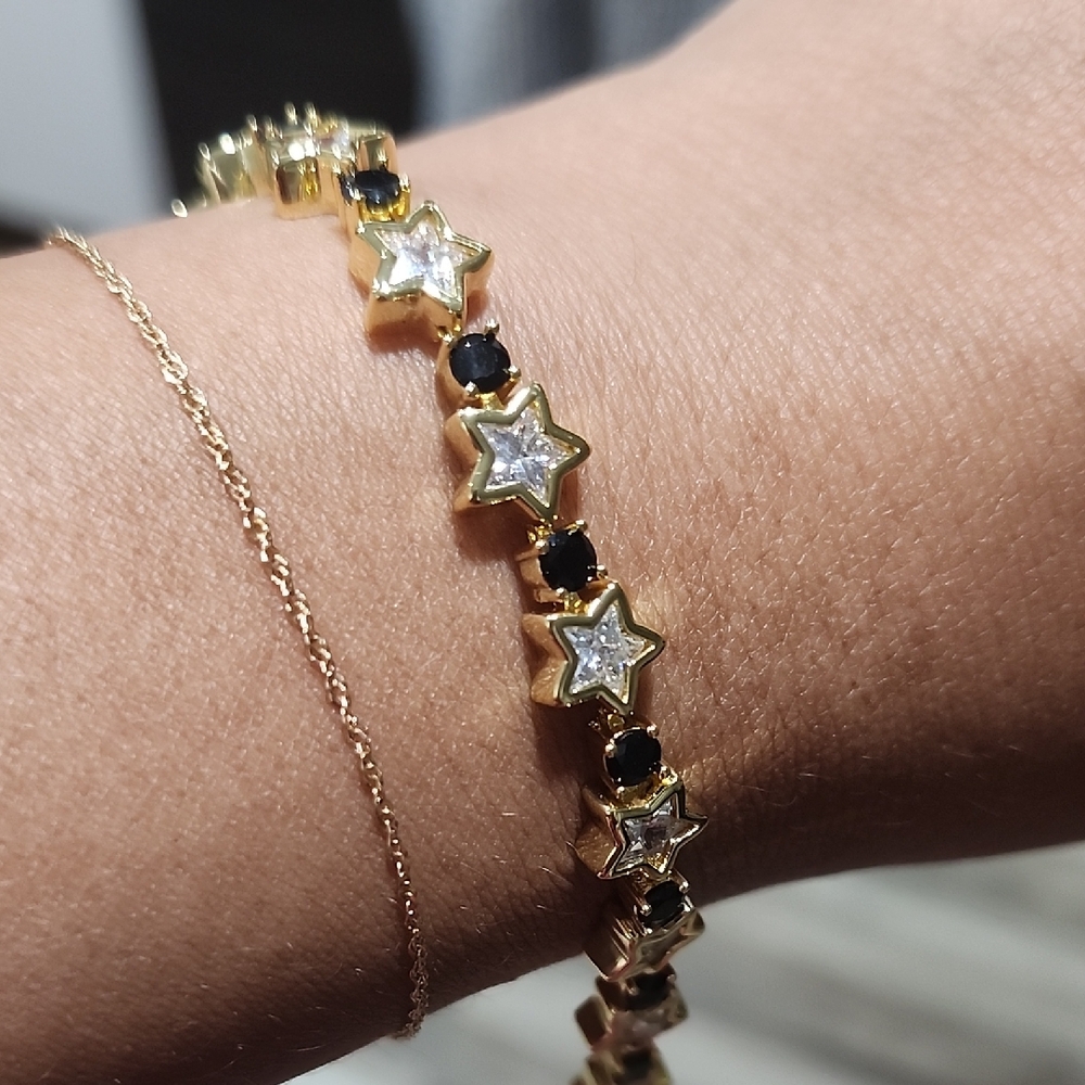 BNwoTGold and Black Star Tennis  Bracelet